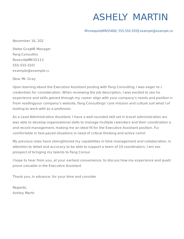 Cover Letter Template 1