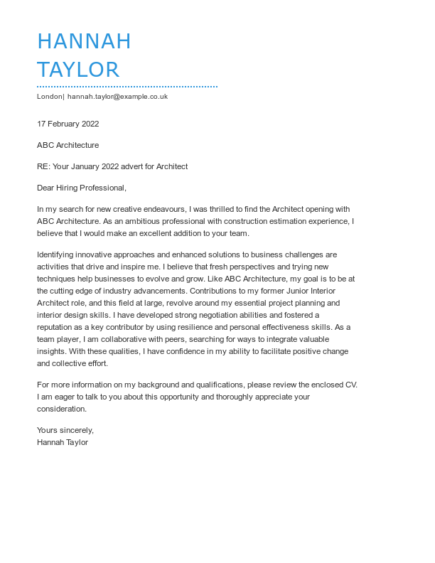Cover Letter Template 2